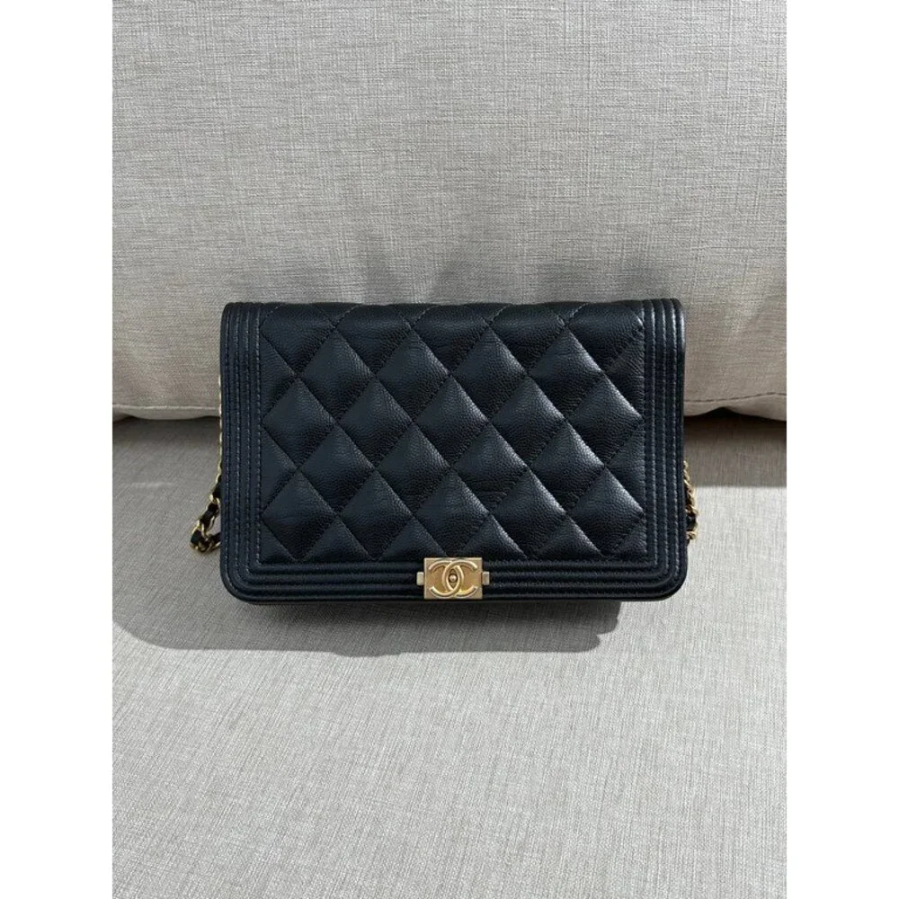CHANEL Black Caviar Boy WOC GHW